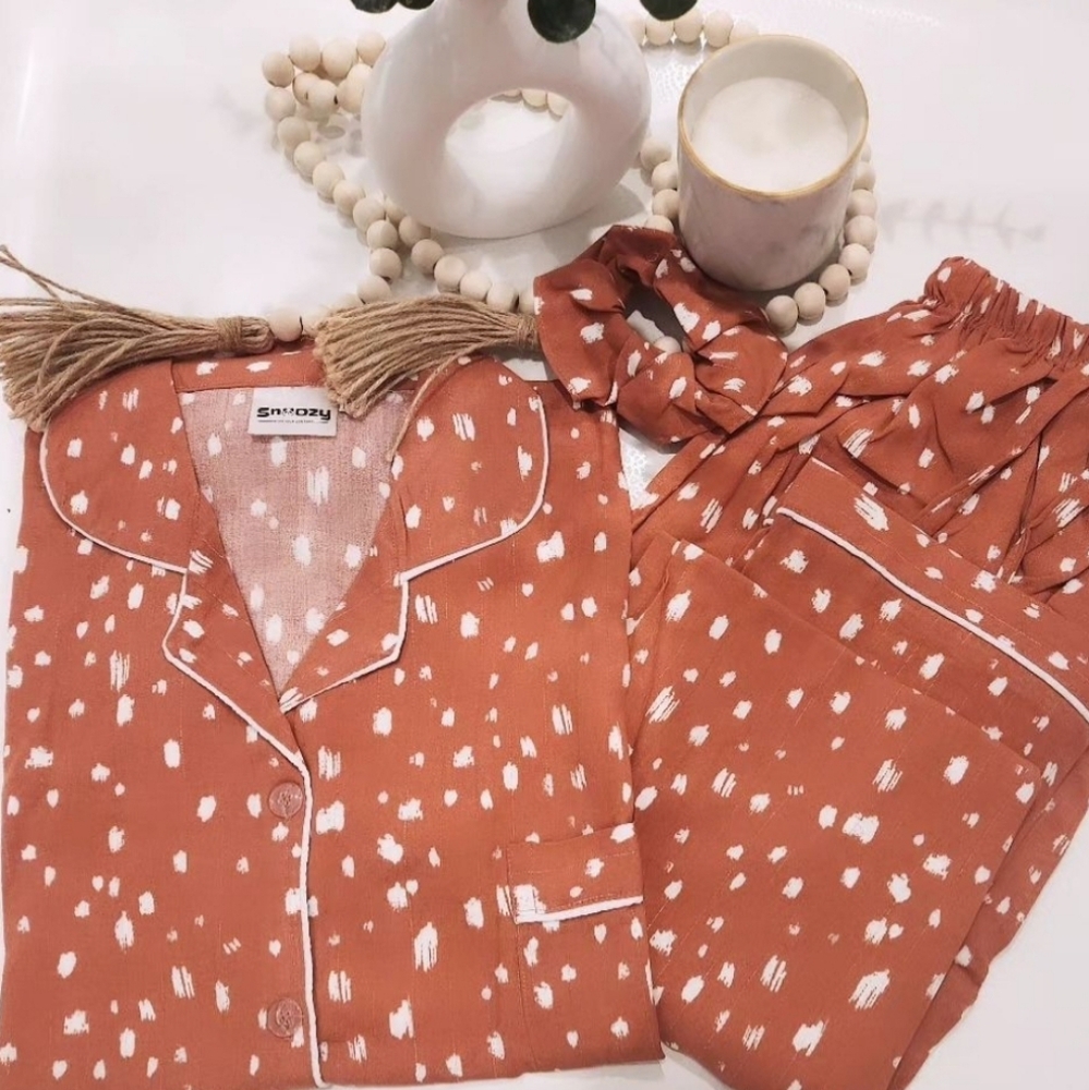 Women Printed Solid Color Pajama Sets/ loungewear Pjs/ night suits